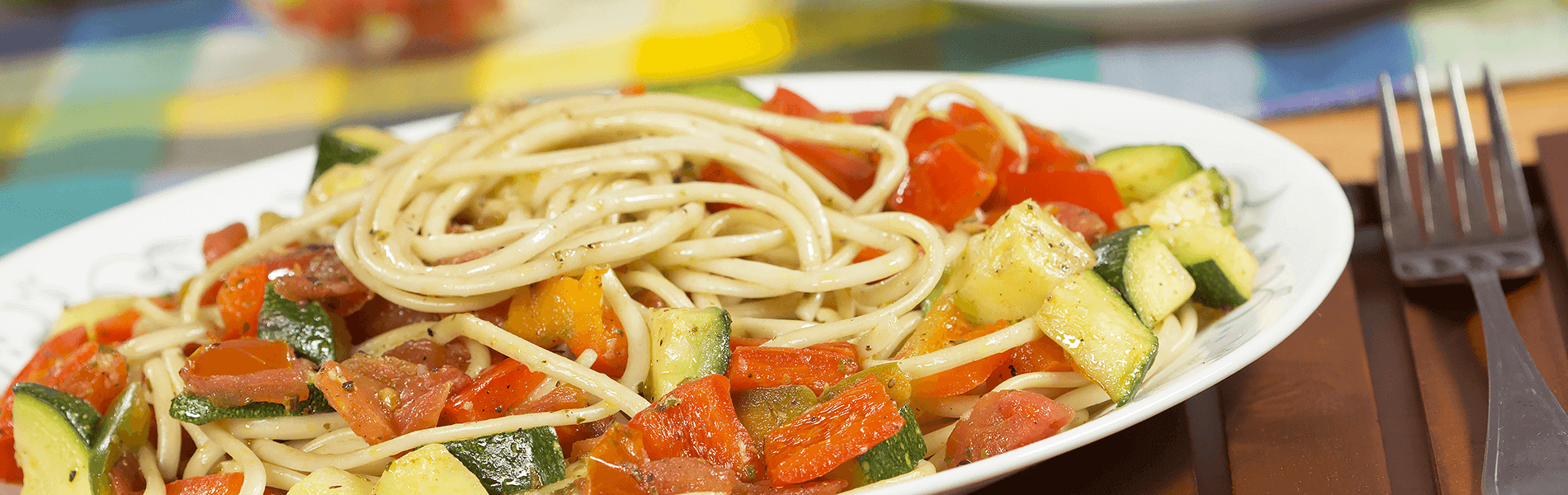 Spaghetti Doria con verduras asadas
