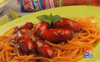 Spaghetti Tomate Doria con chorizo Zenú